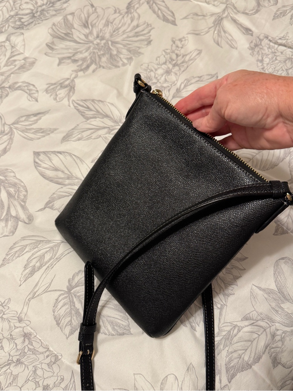 COACH Black Saffiano Leather Crossbody with Gold Hardware - Picture 2 of 7